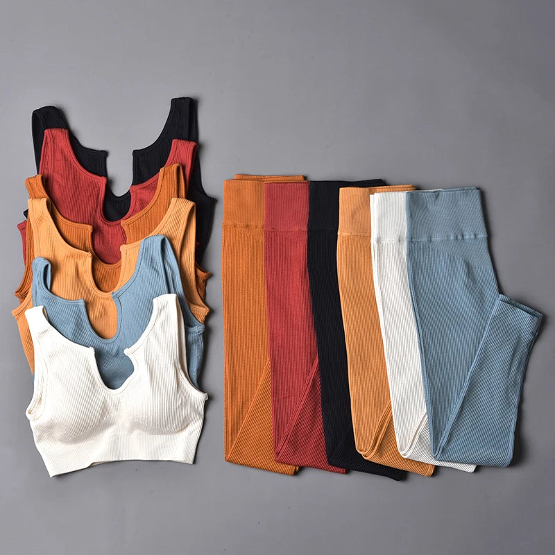 conjunto yoga sem costura color varios modelos