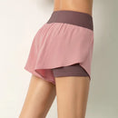 Shorts de corrida feminino 2 em 1 com bolso