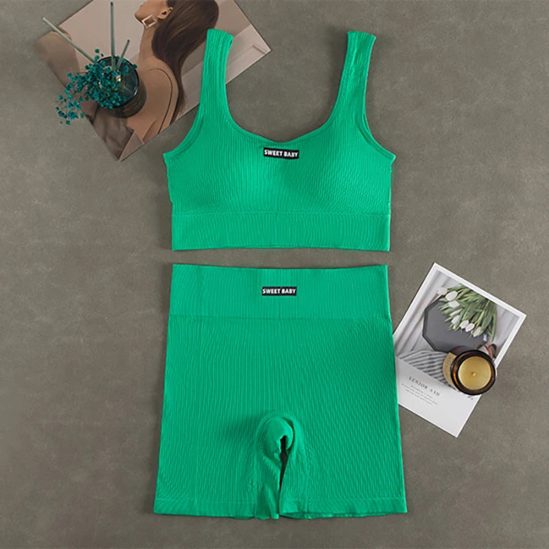 Conjunto de ioga feminino sem costura
