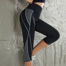 Leggings femininas de ioga com blocos de cores