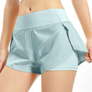 Shorts de corrida feminino 2 em 1 com bolso