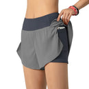 Shorts de corrida feminino 2 em 1 com bolso