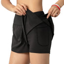Shorts de corrida feminino 2 em 1 com bolso