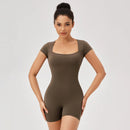 Macacão feminino gola aberta para ginástica e exercícios