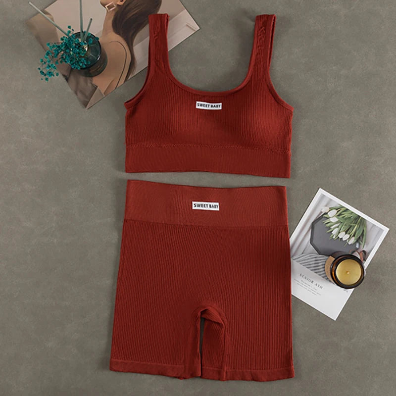 Conjunto de ioga feminino sem costura